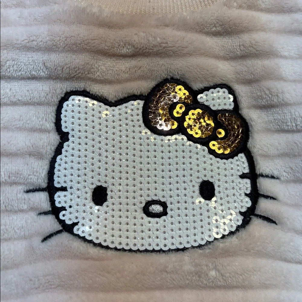 Sanrio Hello Kitty Plush Crewneck in Light Pink with Gold Bow sz 18M